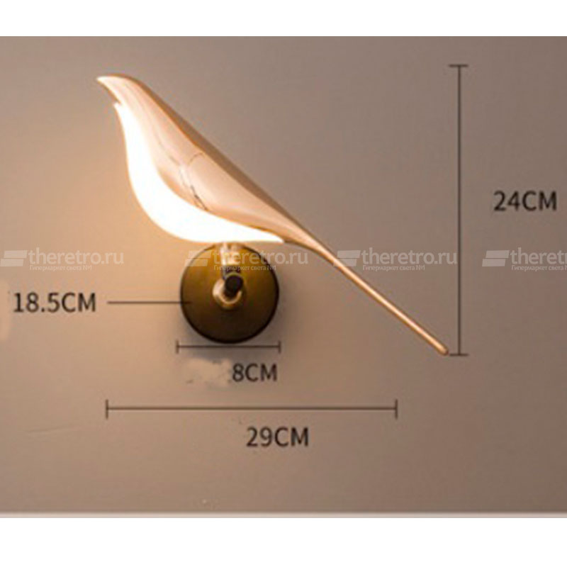 Настенный светодиодный светильник в виде золотой птицы с поворотным механизмом NOMI WALL фото #num#