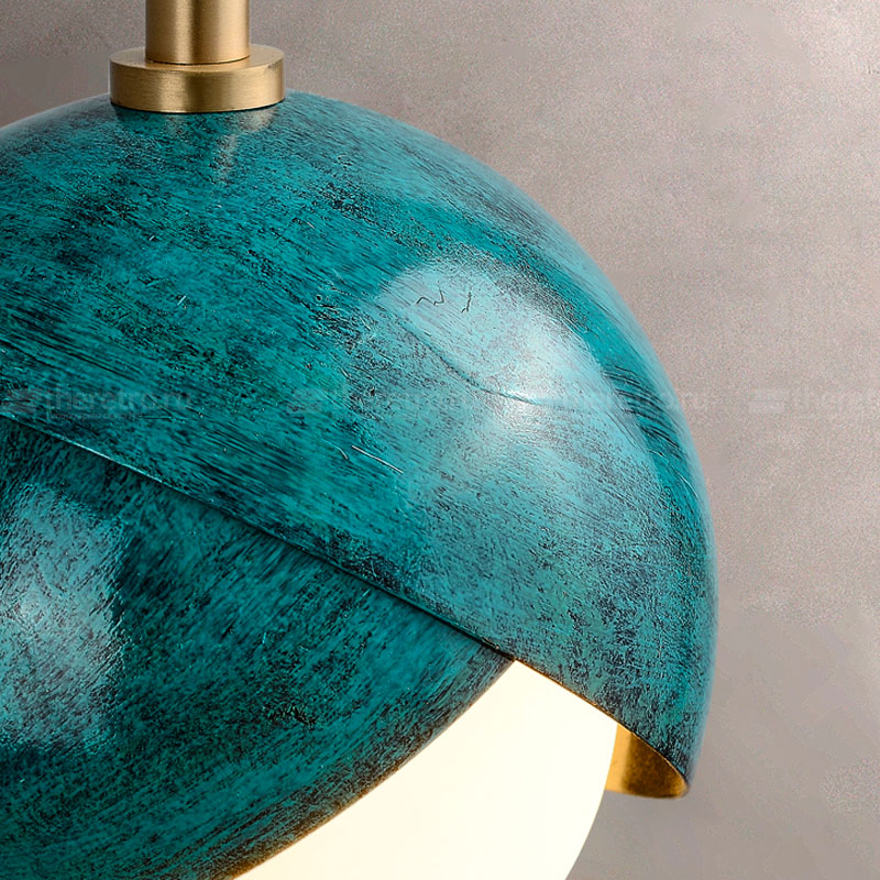 Подвесной светильник в виде стилизованного цветочного бутона с матовым стеклянным плафоном в корпусе из художественно окрашенного металла FLORIS фото #num#