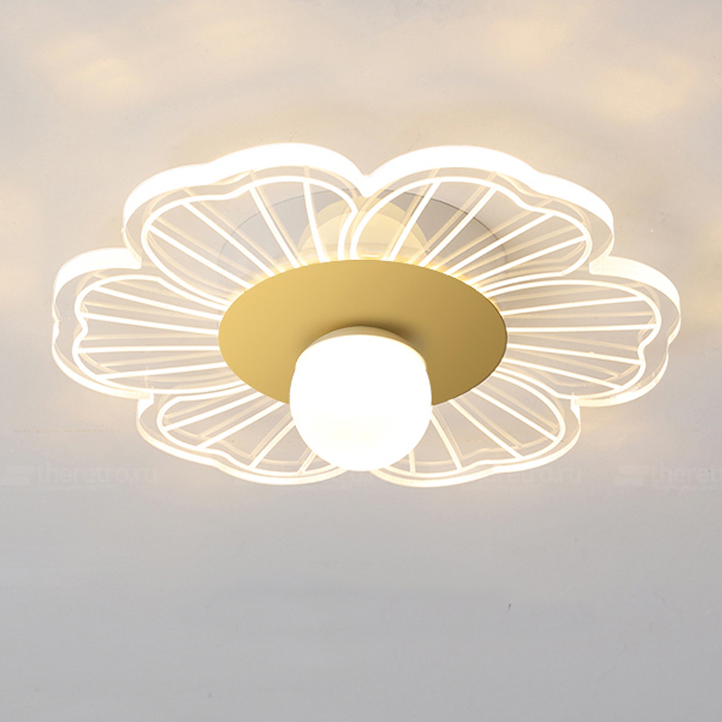 Светодиодный потолочный светильник со стеклянным абажуром в форме цветка и шарообразным плафоном LUSIE BALL  фото 1