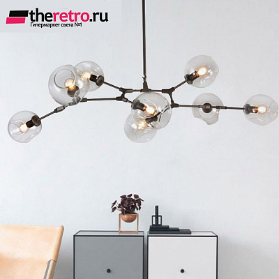 Lindsey Adelman Branching Bubble Chandelier 13 плафонов Прозрачный Черный Горизонталь  фото 1